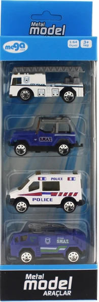 PARAPLY 4'Lü Die Cast Polis Seti Kız Erkek Çocuk Oyuncak Eğitici Oyuncaklar ürün görseli 1