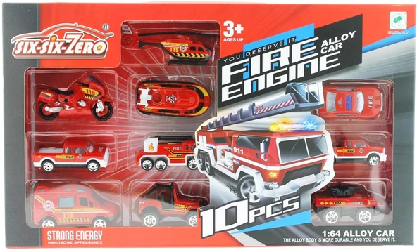 PARAPLY 10'lu Die Cast Metal İtfaiye Araçları Seti Kız Erkek Çocuk Oyuncak Eğitici Oyuncaklar ürün görseli 1