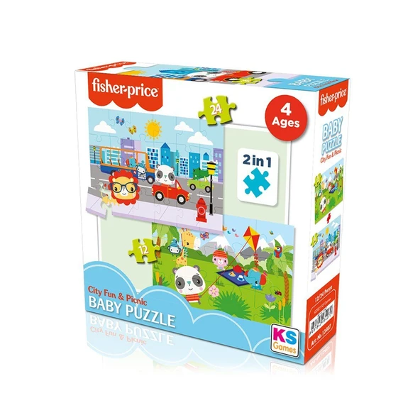 PARAPLY FP 13407 Fisher Price Baby Puzzle City Fun Picnic 2In1 Kız Erkek Çocuk Oyuncak Eğitici Oyuncaklar ürün görseli 1