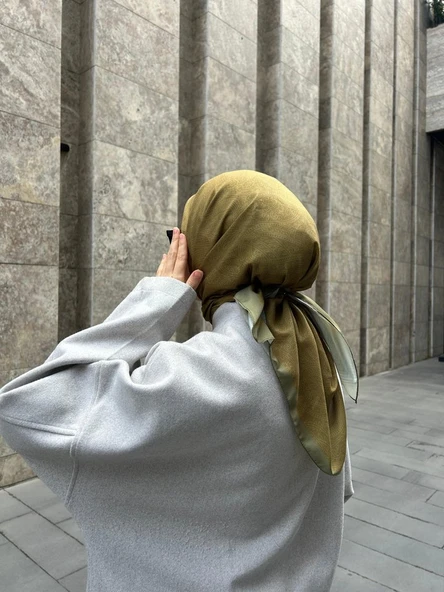 Pamuklu Soft İnci Desen Eşarp-Yağ Yeşili ürün görseli 1
