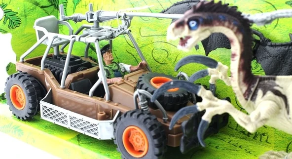PARAPLY Dinozor Avcısı Buggyli Oyun Seti Kız Erkek Çocuk Oyuncak Eğitici Oyuncaklar ürün görseli 1