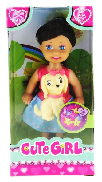 PARAPLY Cute Girl Sarı Köpekli ve Kumral Mini Bebek Kız Erkek Çocuk Oyuncak Eğitici Oyuncaklar ürün görseli 1