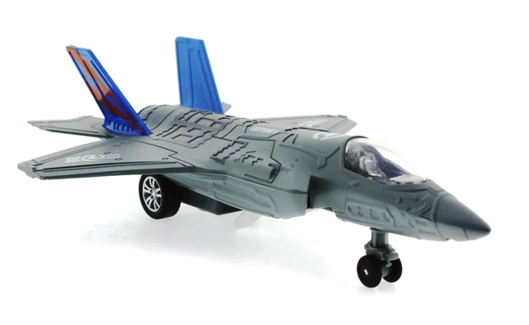 PARAPLY Çek Bırak Metal F-35 Benzeri Gri Savaş Uçağı Sesli Işıklı Kız Erkek Çocuk Oyuncak Eğitici Oyuncaklar ürün görseli 1