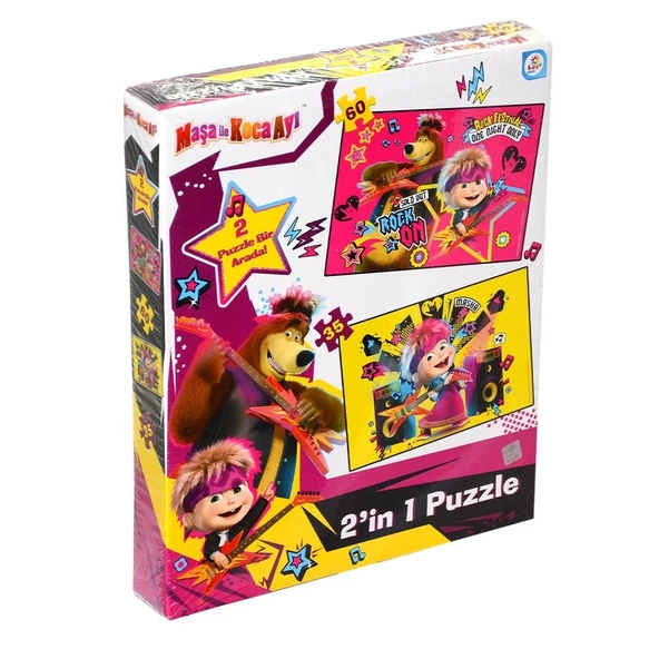 PARAPLY MS7579 Laço Kids Maşa ile Koca Ayı 2 Puzzle 1 Kutuda / 35+60 Parça Puzzle Kız Erkek Çocuk Oyuncak Eğ ürün görseli 1