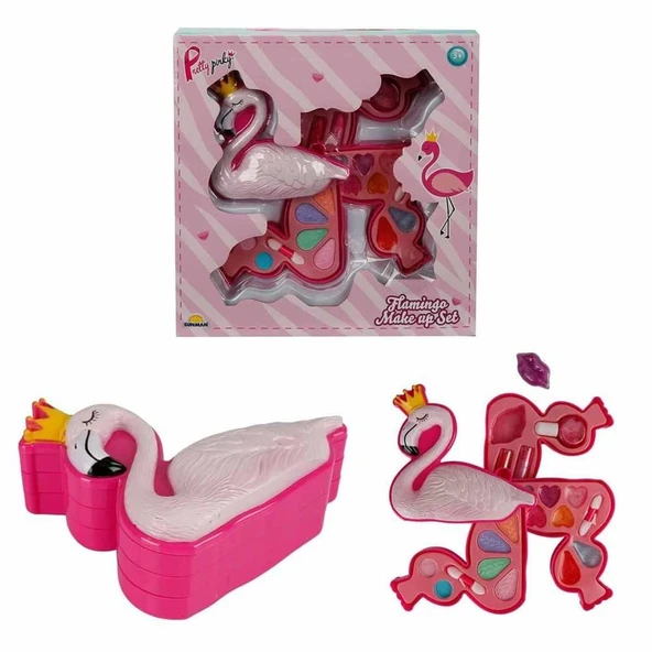 PARAPLY Flamingo Şekilli 3 Katlı Makyaj Güzellik Seti Kız Erkek Çocuk Oyuncak Eğitici Oyuncaklar ürün görseli 1