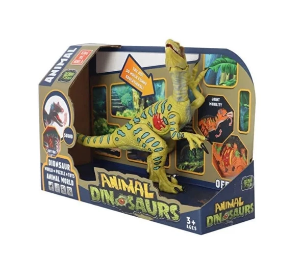 PARAPLY Sesli Dinozor Raptor 22cm Kız Erkek Çocuk Oyuncak Eğitici Oyuncaklar ürün görseli 1