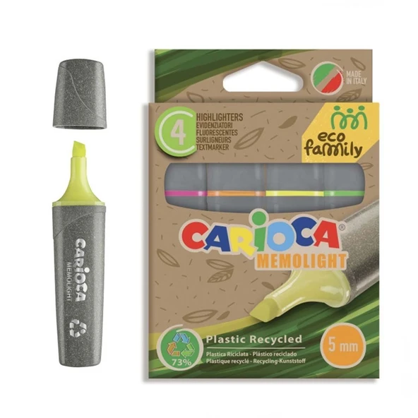 PARAPLY Carioca Eco Family Fosforlu Marker 4'lü Kız Erkek Çocuk Oyuncak Eğitici Oyuncaklar ürün görseli 1