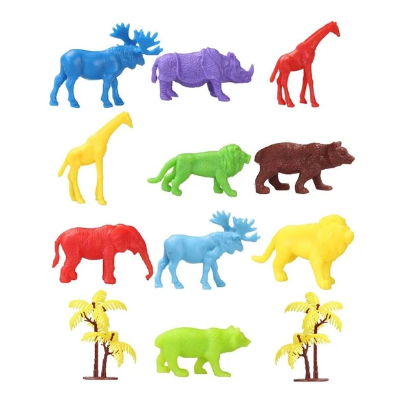 PARAPLY 669 Toy Play 12 Parça Renkli Mini Vahşi Hayvanlar Figür Seti 4-6cm Kız Erkek Çocuk Oyuncak Eğitici O ürün görseli 1