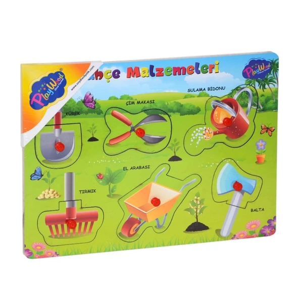 PARAPLY Ahşap Tutmalı Bahçe Malzemeleri Puzzle Kız Erkek Çocuk Oyuncak Eğitici Oyuncaklar ürün görseli 1