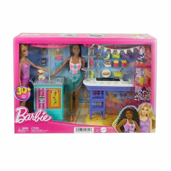 PARAPLY HNK99 Barbie Brooklyn ve Malibu'nun Sahildeki Yiyecek Standı Kız Erkek Çocuk Oyuncak Eğitici Oyuncak ürün görseli 1