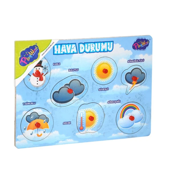 PARAPLY Ahşap Tutmalı Hava Durumu Puzzle Kız Erkek Çocuk Oyuncak Eğitici Oyuncaklar ürün görseli 1