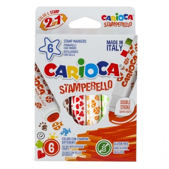 PARAPLY Carioca Stamperello Keçeli Boya Kalemi 6'lı Kız Erkek Çocuk Oyuncak Eğitici Oyuncaklar ürün görseli 1