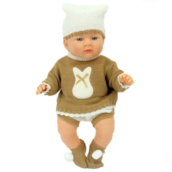 PARAPLY Yeni Doğmuş Kahve Bej Elbiseli Azra Bebek Kız Erkek Çocuk Oyuncak Eğitici Oyuncaklar ürün görseli 1
