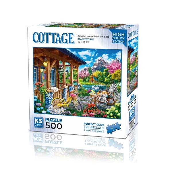 PARAPLY 20053 Colorful House Near The Lake 500 Parça Puzzle -KS Puzzle Kız Erkek Çocuk Oyuncak Eğitici Oyunc ürün görseli 1