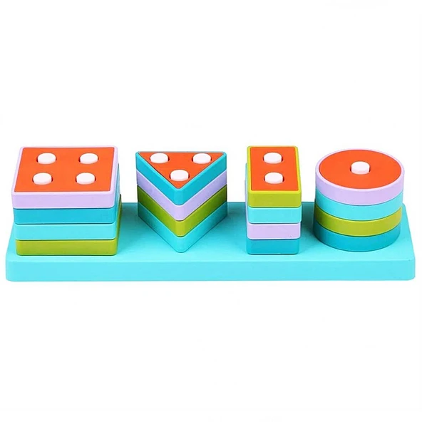 PARAPLY ​​​​​​​LC Ahşap Geometrik Şekiller Bul-Tak Kız Erkek Çocuk Oyuncak Eğitici Oyuncaklar ürün görseli 1