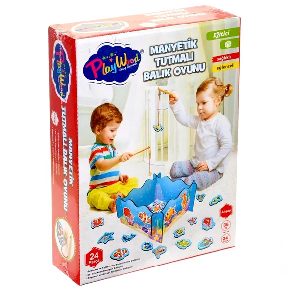 PARAPLY Playwood Ahşap Manyetik Balık Tutma Oyunu Kız Erkek Çocuk Oyuncak Eğitici Oyuncaklar ürün görseli 1