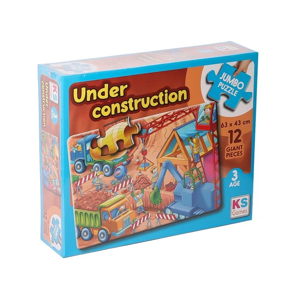 PARAPLY JP 314004 Under Construction Jumbo Puzzle 12 Parça Kız Erkek Çocuk Oyuncak Eğitici Oyuncaklar ürün görseli 1