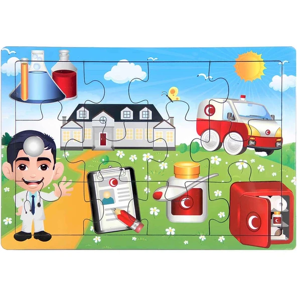 PARAPLY Ahşap Eğitici Puzzle 12 Parça - 1adet Stokta Olan Gönderilir Kız Erkek Çocuk Oyuncak Eğitici Oyuncak ürün görseli 1