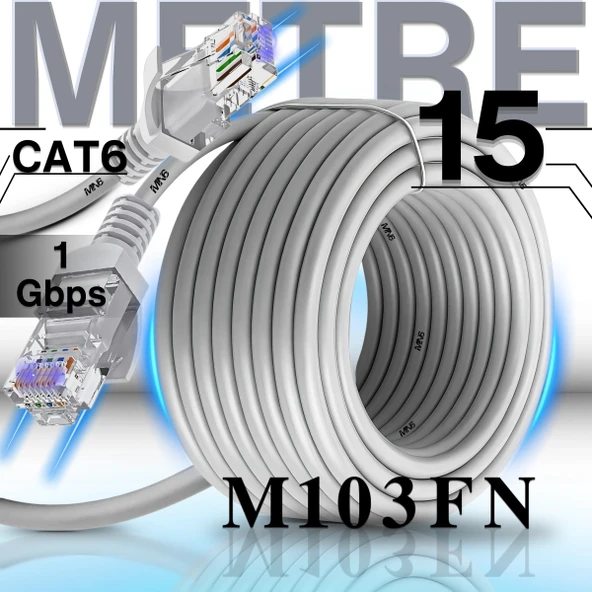 MN6 M103FN 15 Metre Internet Kablosu/Gigabit Destekli-CAT6-UTP/iç Mekan Uyumlu-ethernet Kablosu 15 Metre ürün görseli 1