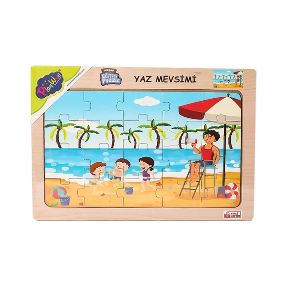 PARAPLY ONY-117/118/119/120 Ahşap Eğitici Puzzle -Yaz Mevsimi Kız Erkek Çocuk Oyuncak Eğitici Oyuncaklar ürün görseli 1