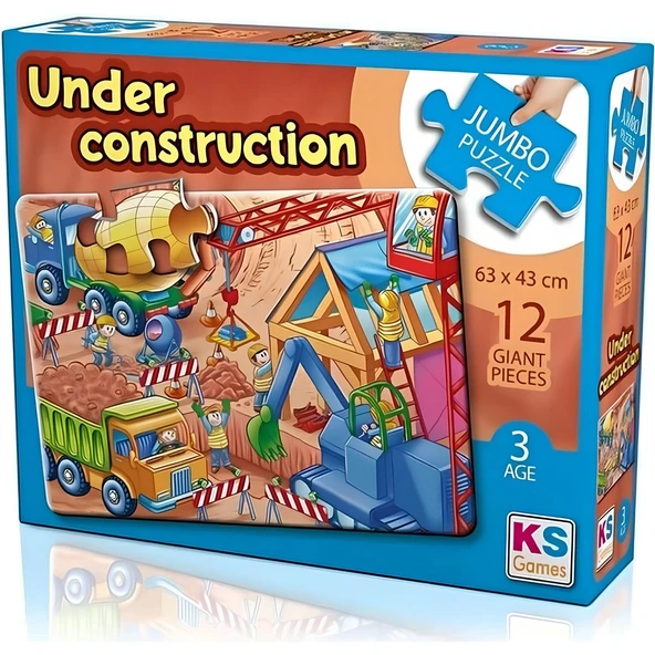 PARAPLY KS Games Under Construction Jumbo 12 Parça Puzzle Kız Erkek Çocuk Oyuncak Eğitici Oyuncaklar ürün görseli 1