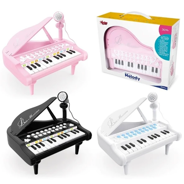 PARAPLY Mikrofonlu 24 Tuşlu Piyano MP3 (Pembe,Siyah,Beyaz) Kız Erkek Çocuk Oyuncak Eğitici Oyuncaklar ürün görseli 1