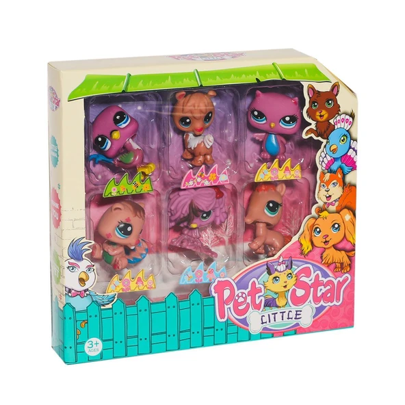 PARAPLY KZL-3046A4 Pet Star 6'lı Miniş Seti -Kızılkaya Oyuncak Kız Erkek Çocuk Oyuncak Eğitici Oyuncaklar ürün görseli 1