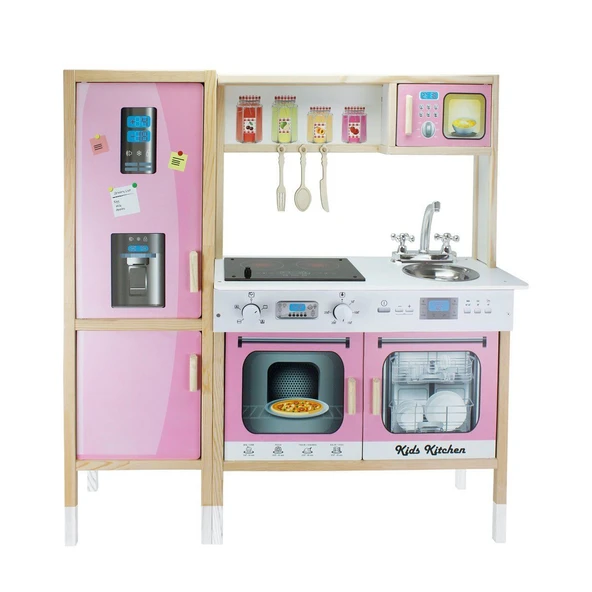 PARAPLY T1013 Ahşap Buzdolaplı Mutfak Pembe Kız Erkek Çocuk Oyuncak Eğitici Oyuncaklar ürün görseli 1