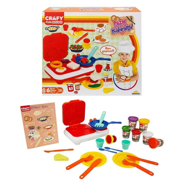 PARAPLY Crafy Pazar Kahvaltısı Oyun Hamuru Seti 300 g 23 Parça Kız Erkek Çocuk Oyuncak Eğitici Oyuncaklar ürün görseli 1