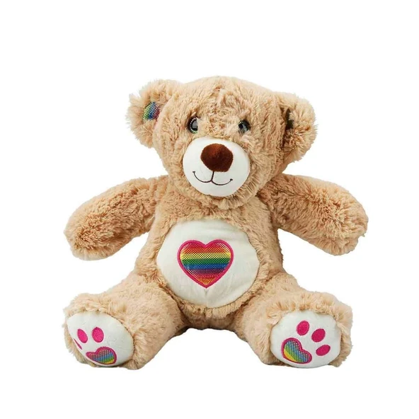 PARAPLY 3184 Gökkuşağı Kalpli Peluş Ayı 30cm Kız Erkek Çocuk Oyuncak Eğitici Oyuncaklar ürün görseli 1