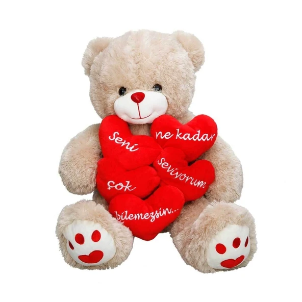 PARAPLY 01015 Aşk Mesajlı Peluş Ayı 45cm Kız Erkek Çocuk Oyuncak Eğitici Oyuncaklar ürün görseli 1