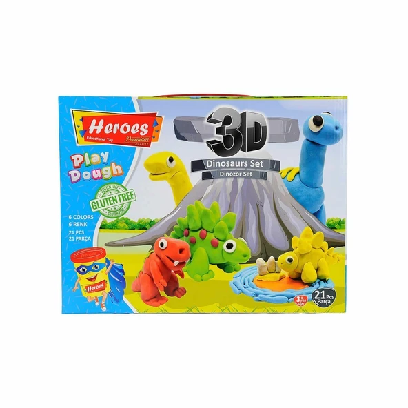 PARAPLY ERN-568 Heroes 3D Dinazor Oyun Hamur Seti - Eren Oyuncak Kız Erkek Çocuk Oyuncak Eğitici Oyuncaklar ürün görseli 1