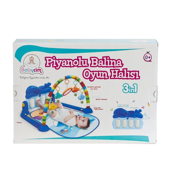 PARAPLY HE0631 Babycim Pianolu Balina Oyun Halısı Kız Erkek Çocuk Oyuncak Eğitici Oyuncaklar ürün görseli 1