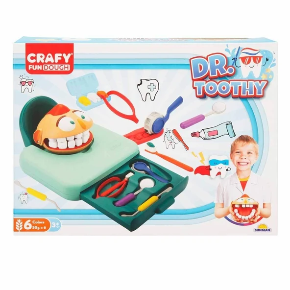 PARAPLY 3455 Crafy Dr. Toothy Oyun Hamuru Seti 15 Parça Kız Erkek Çocuk Oyuncak Eğitici Oyuncaklar ürün görseli 1