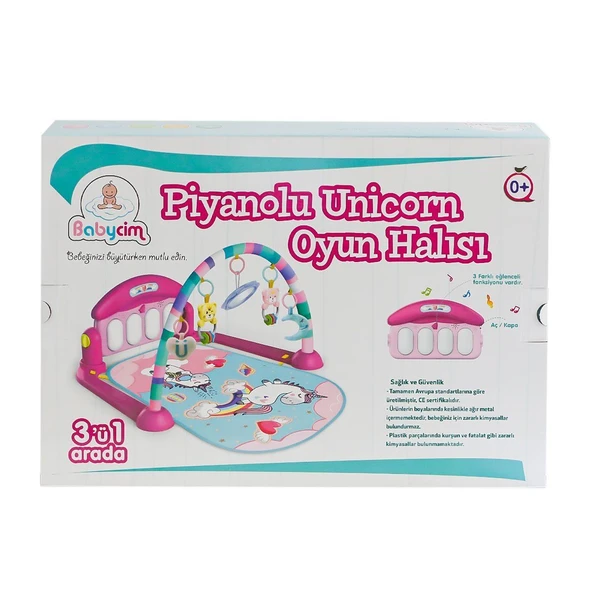 PARAPLY HE0632 HE0639 Pink Babycim Unicorn Pianolu Oyun Halısı Kız Erkek Çocuk Oyuncak Eğitici Oyuncaklar ürün görseli 1