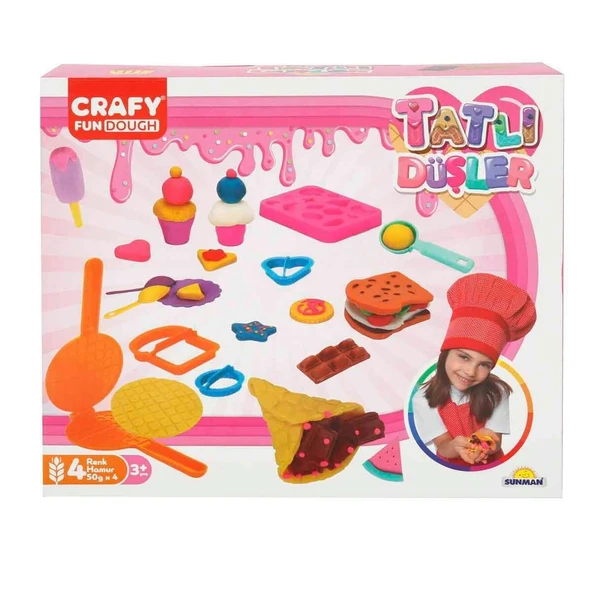 PARAPLY 3493 Crafy Tatlı Düşler Oyun Hamuru Seti 200 g 22 Parça Kız Erkek Çocuk Oyuncak Eğitici Oyuncaklar ürün görseli 1