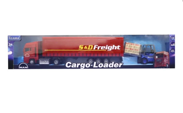 PARAPLY Kutulu Sürtmeli Forklift ve Kırmızı Konteynır Tır Kız Erkek Çocuk Oyuncak Eğitici Oyuncaklar ürün görseli 1