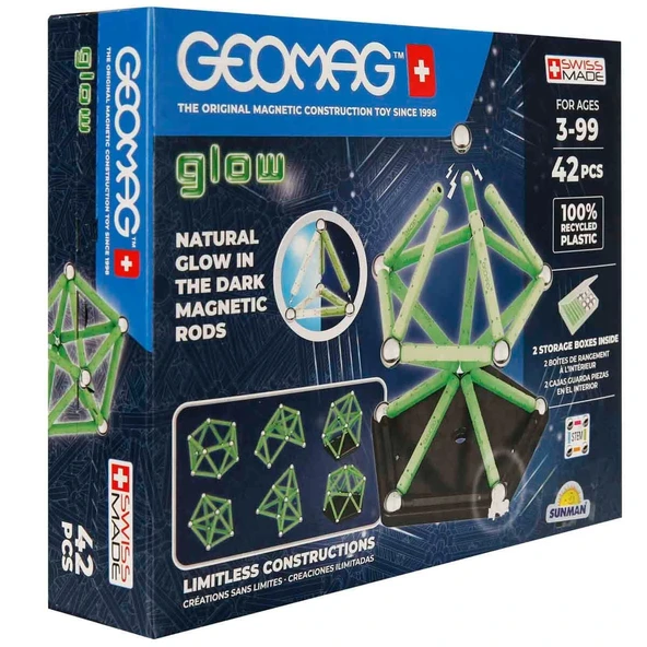PARAPLY Geomag Glow Manyetik Zeka Oyunu 42 Parça S02000329 Kız Erkek Çocuk Oyuncak Eğitici Oyuncaklar ürün görseli 1