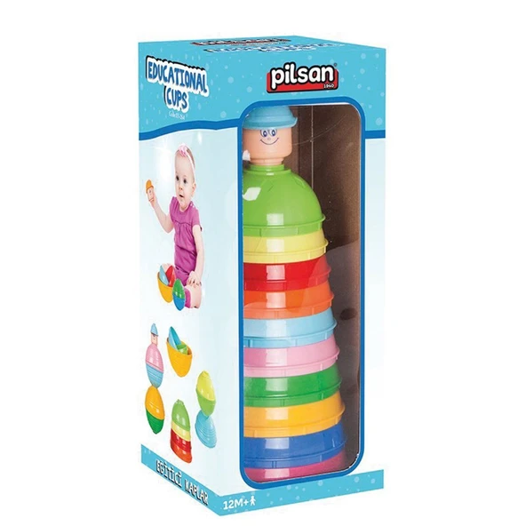 PARAPLY 03 264 Pilsan Eğitici Kaplar Kule Kız Erkek Çocuk Oyuncak Eğitici Oyuncaklar ürün görseli 1