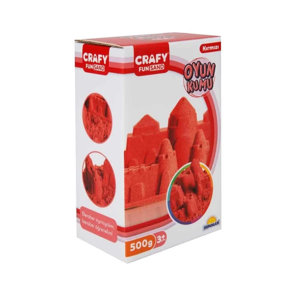 PARAPLY Crafy Kırmızı Kinetik Kum 500 g Kız Erkek Çocuk Oyuncak Eğitici Oyuncaklar ürün görseli 1