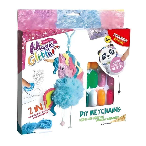 PARAPLY Paulinda Magic Glitter 2n1 DIY Keychains Hobi Set S00095608 Kız Erkek Çocuk Oyuncak Eğitici Oyuncakl ürün görseli 1