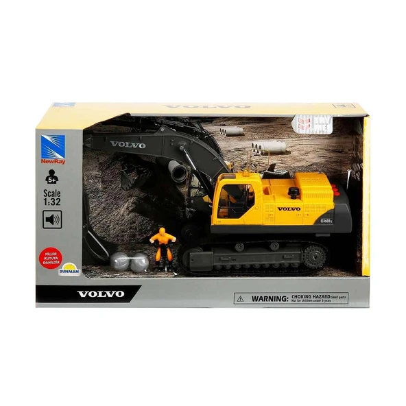 PARAPLY Sunman 1:32 Sesli ve Işıklı Volvo Ekskavatör - S00002229 Kız Erkek Çocuk Oyuncak Eğitici Oyuncaklar ürün görseli 1
