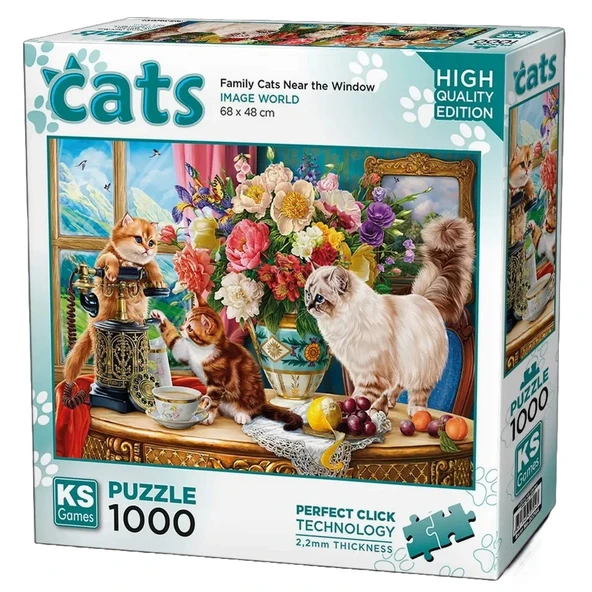 PARAPLY KS Games Family Cats Near The Window Puzzle 1000 Parça 20794 Kız Erkek Çocuk Oyuncak Eğitici Oyuncak ürün görseli 1