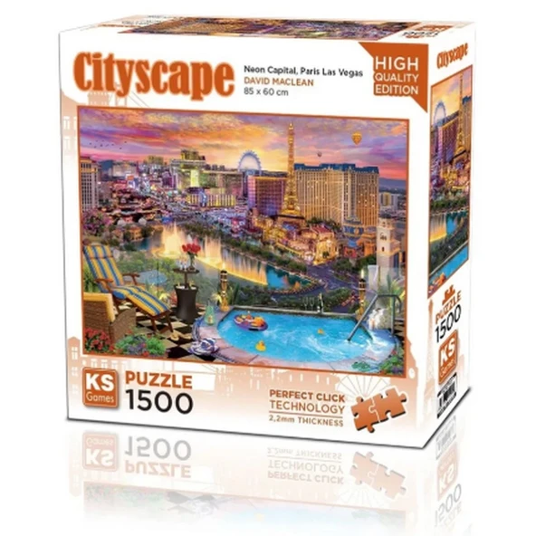 PARAPLY Ks Games Neon Capital Paris Las Vegas Puzzle 1500 Parça 22038 Kız Erkek Çocuk Oyuncak Eğitici Oyunca ürün görseli 1