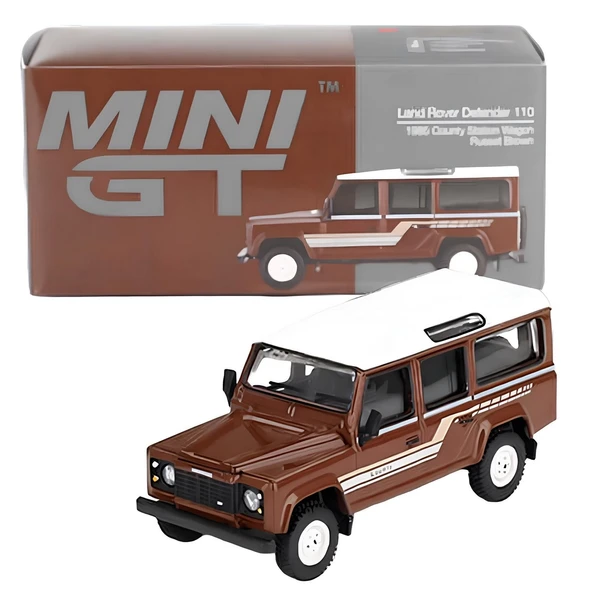 PARAPLY Mini GT 1-64 Land Rover Defender 110 1985 County Station Wagon Russet Brown Kız Erkek Çocuk Oyuncak ürün görseli 1