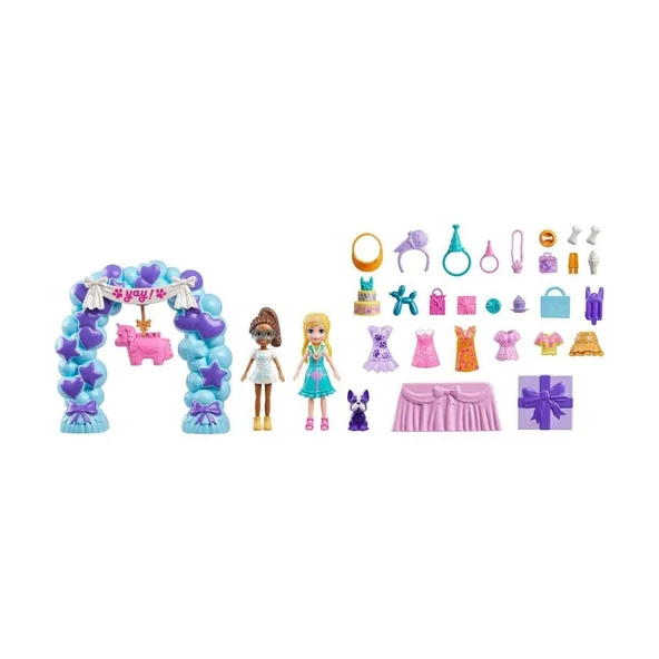 PARAPLY JCC33 Polly Pocket Pollynin Doğum Günü Partisi Paketi Kız Erkek Çocuk Oyuncak Eğitici Oyuncaklar ürün görseli 1