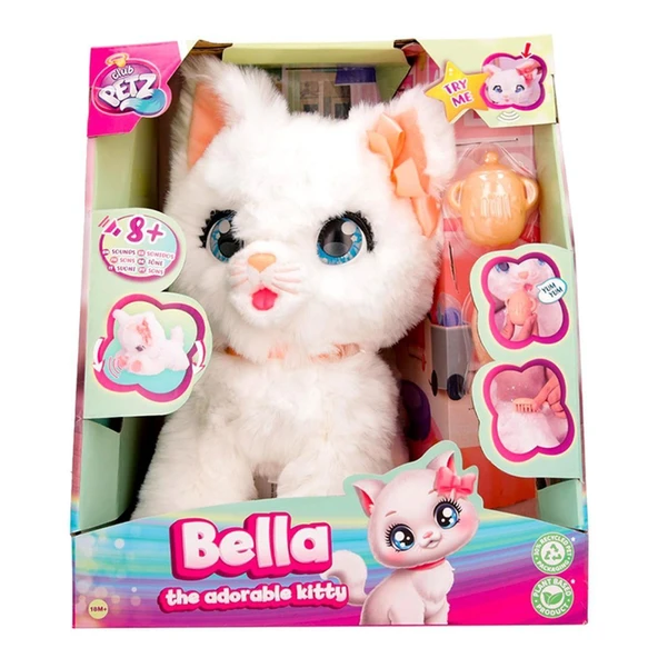 PARAPLY 90773 Hareketli ve Sesli Sevimli Peluş Kedicik Bella Kız Erkek Çocuk Oyuncak Eğitici Oyuncaklar ürün görseli 1
