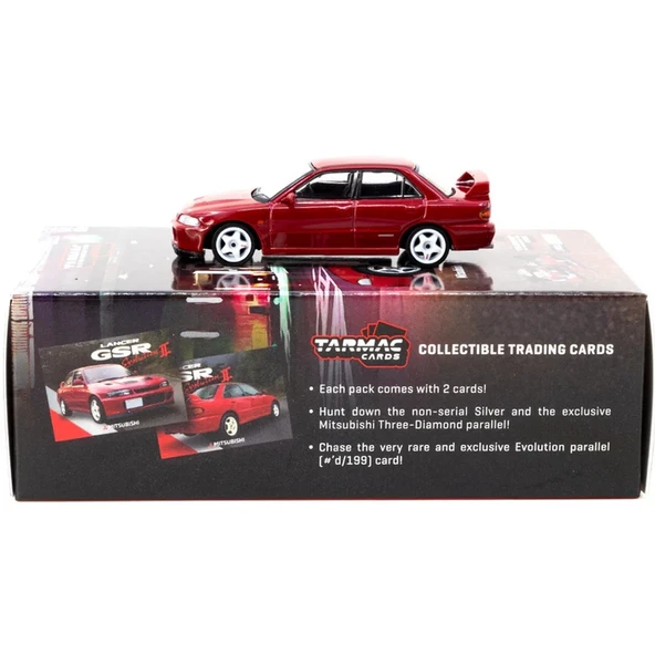 PARAPLY Tarmac Works 1/64 Mitsubishi Lancer GSR Evolution II Red with Tarmac Cards Kız Erkek Çocuk Oyuncak E ürün görseli 1