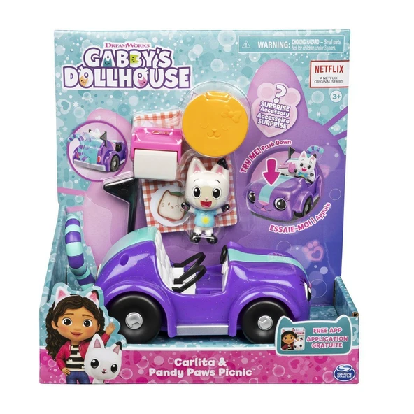 PARAPLY 6062145 Gabbys Dollhouse Pandy Paws ve Carlita Araba Kız Erkek Çocuk Oyuncak Eğitici Oyuncaklar ürün görseli 1