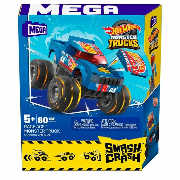 PARAPLY HMM49 MEGA™ Hot Wheels® Smash & Crash Race Ace™ Monster Truck 80 parça +5 yaş Kız Erkek Çocuk Oyunca ürün görseli 1
